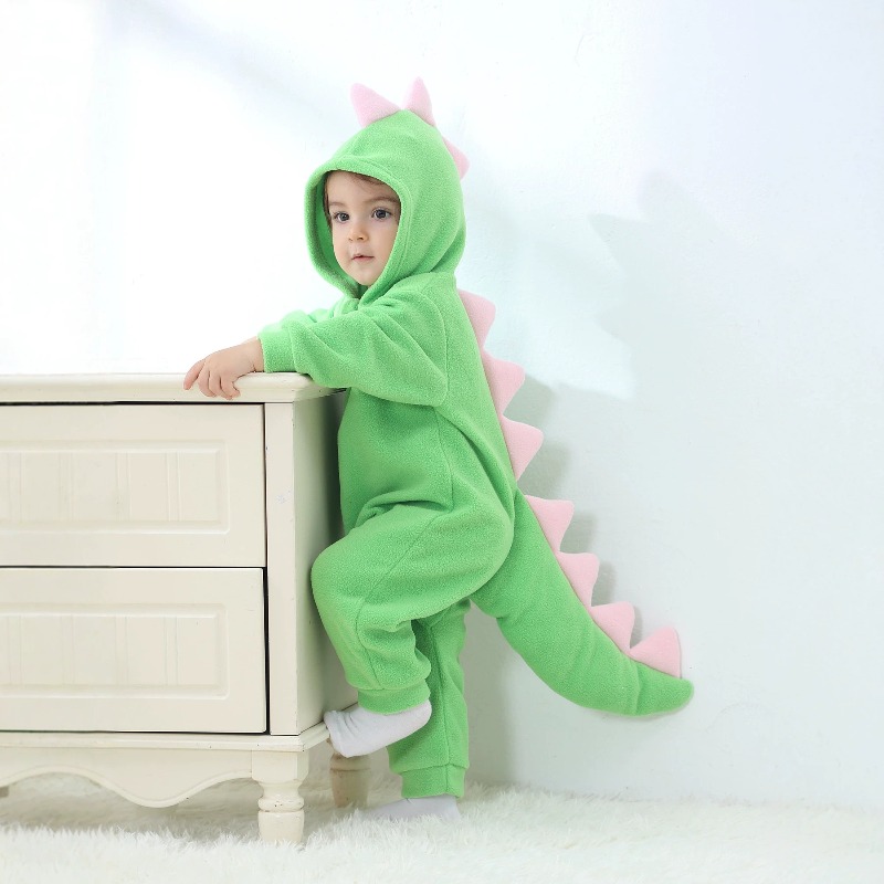 Newborn Baby Green Dinosaur Ro - Cotton Baby Onesies Zipper ulasan dan harga