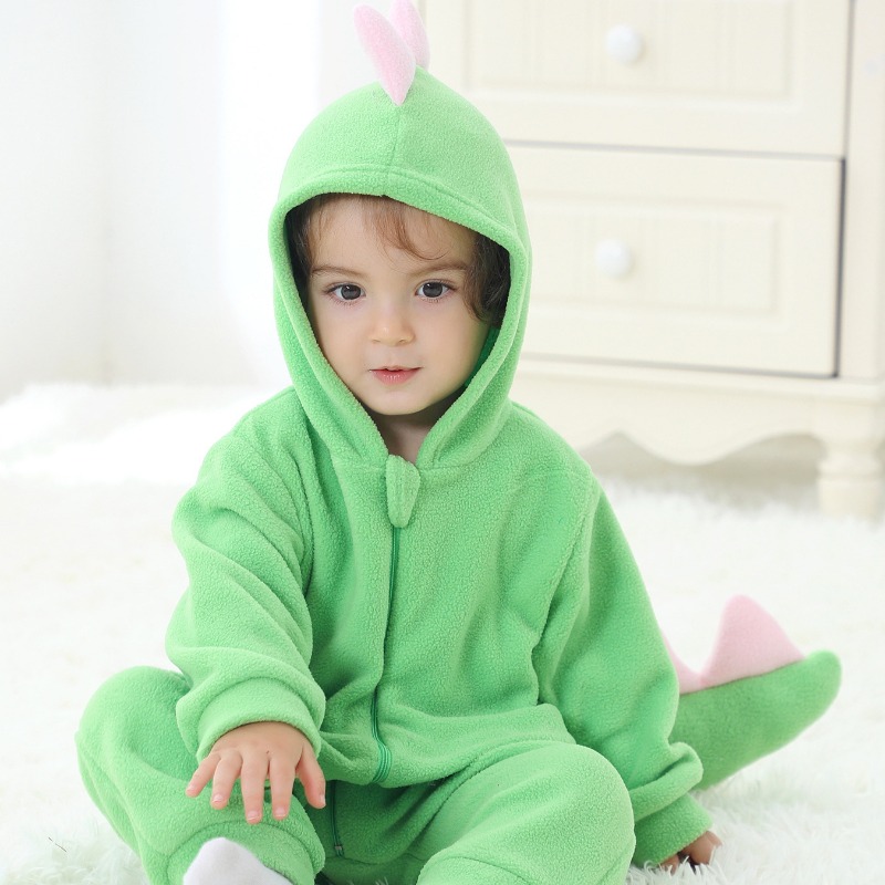 Newborn Baby Green Dinosaur Ro - Cotton Baby Onesies Zipper ulasan dan harga