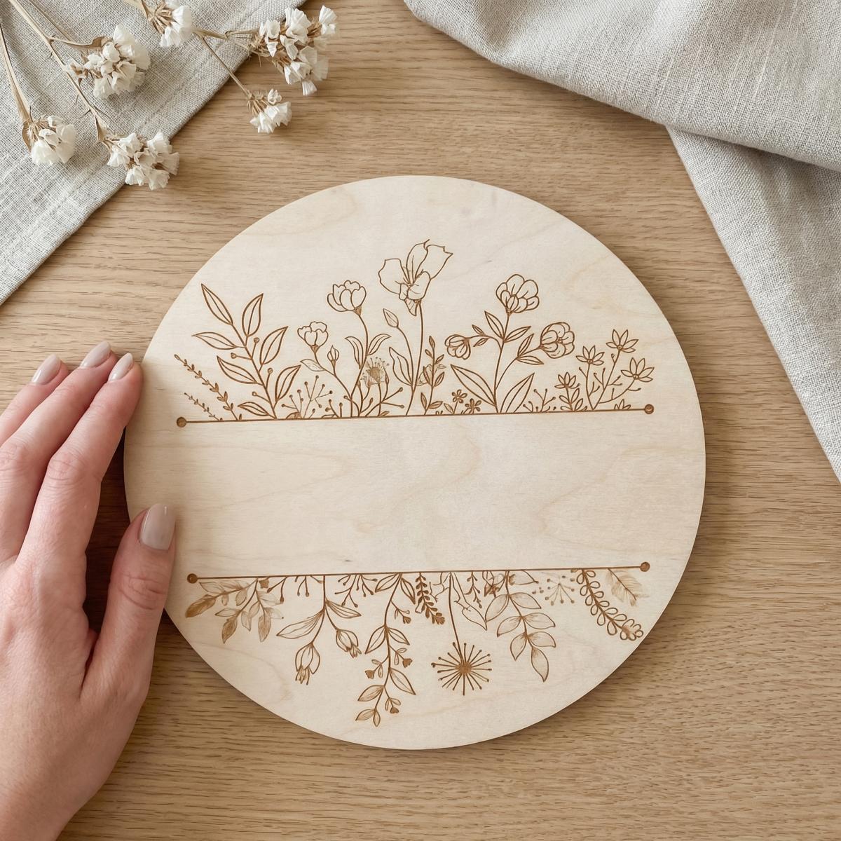 Personalized Floral Round Wood - Nursery ulasan dan harga