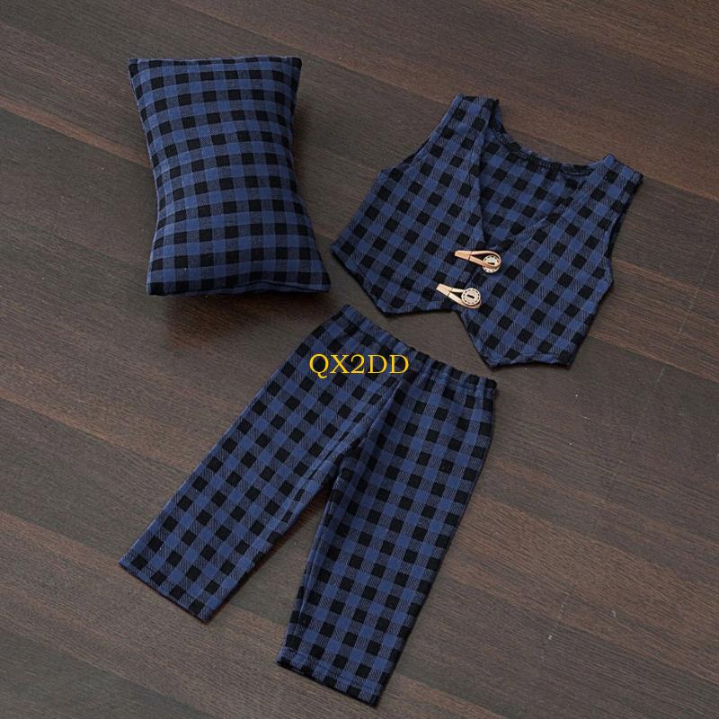 QX2D Checkered Pillow Pants &  - Infant Photography Props Outfit ulasan dan harga